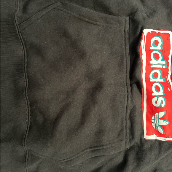 Adidas Men’s Tricolor Linear Logo Long Sleeve Black Medium Hoodie. HT7333. NWT - Picture 3 of 6